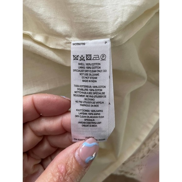 French Connection Lark Rise Lace Dress Scalloped Crochet Trim Size 4 Cream - Picture 7 of 9